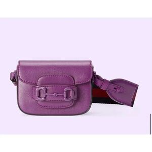 Gucci Horsebit 1955 Shoulder Mini Purple Leather Bag